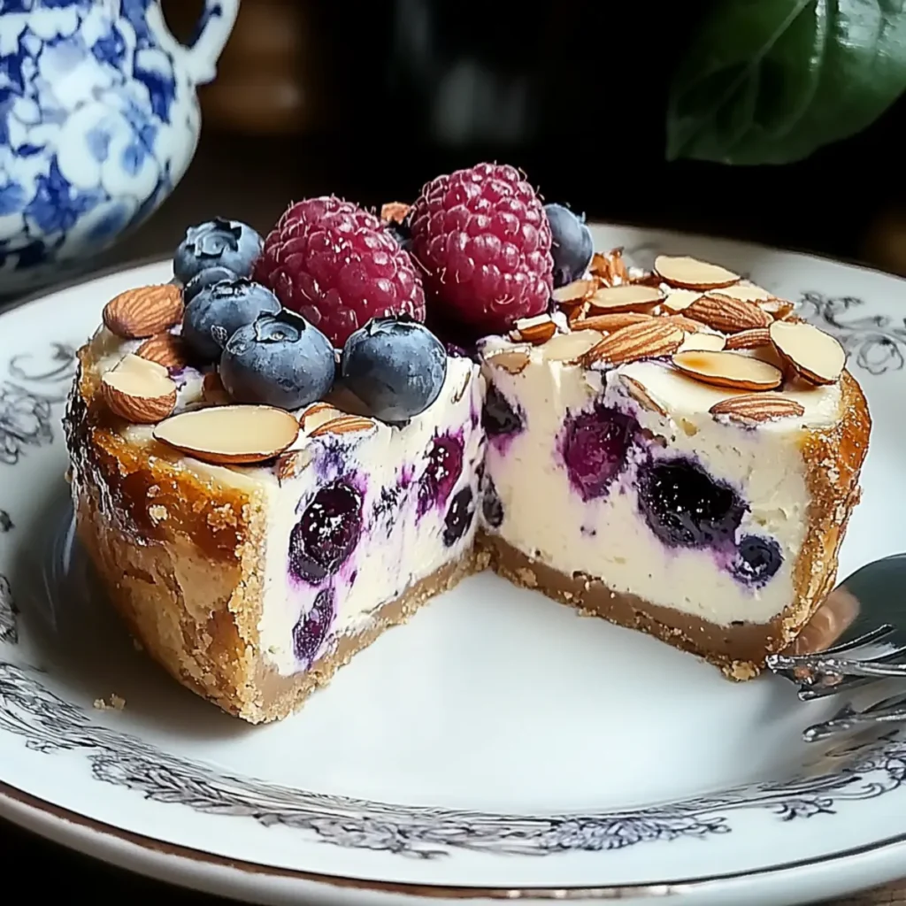 Blueberry Almond Croissant Cheesecake