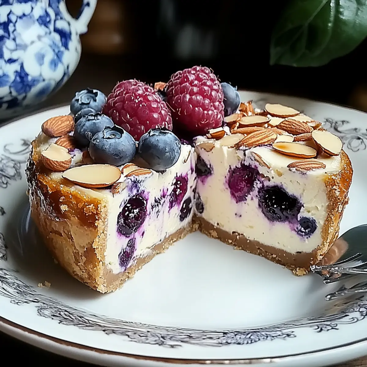 Blueberry Almond Croissant Cheesecake