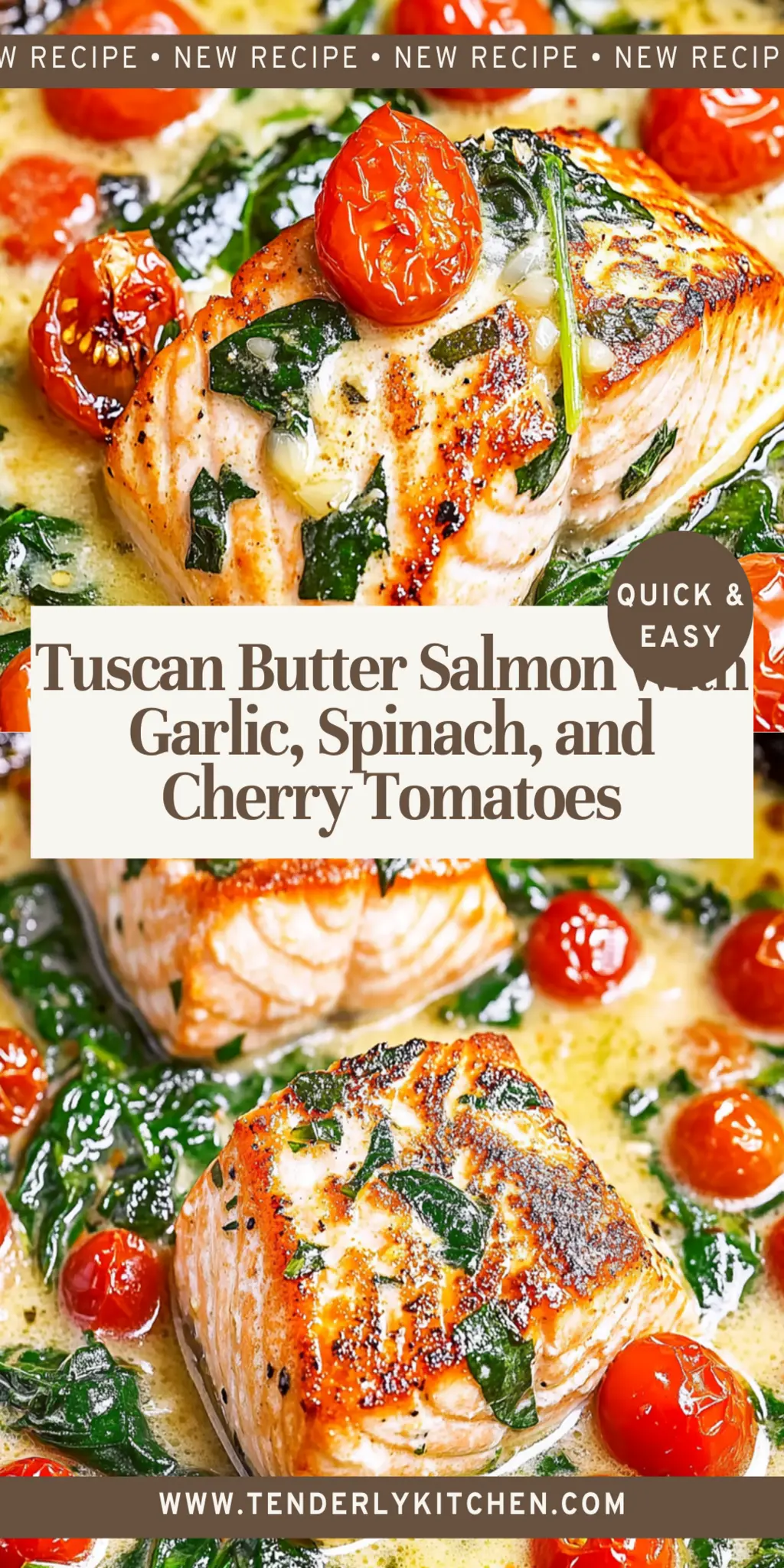 Tuscan Butter Salmon with Garlic, Spinach, and Cherry Tomatoes