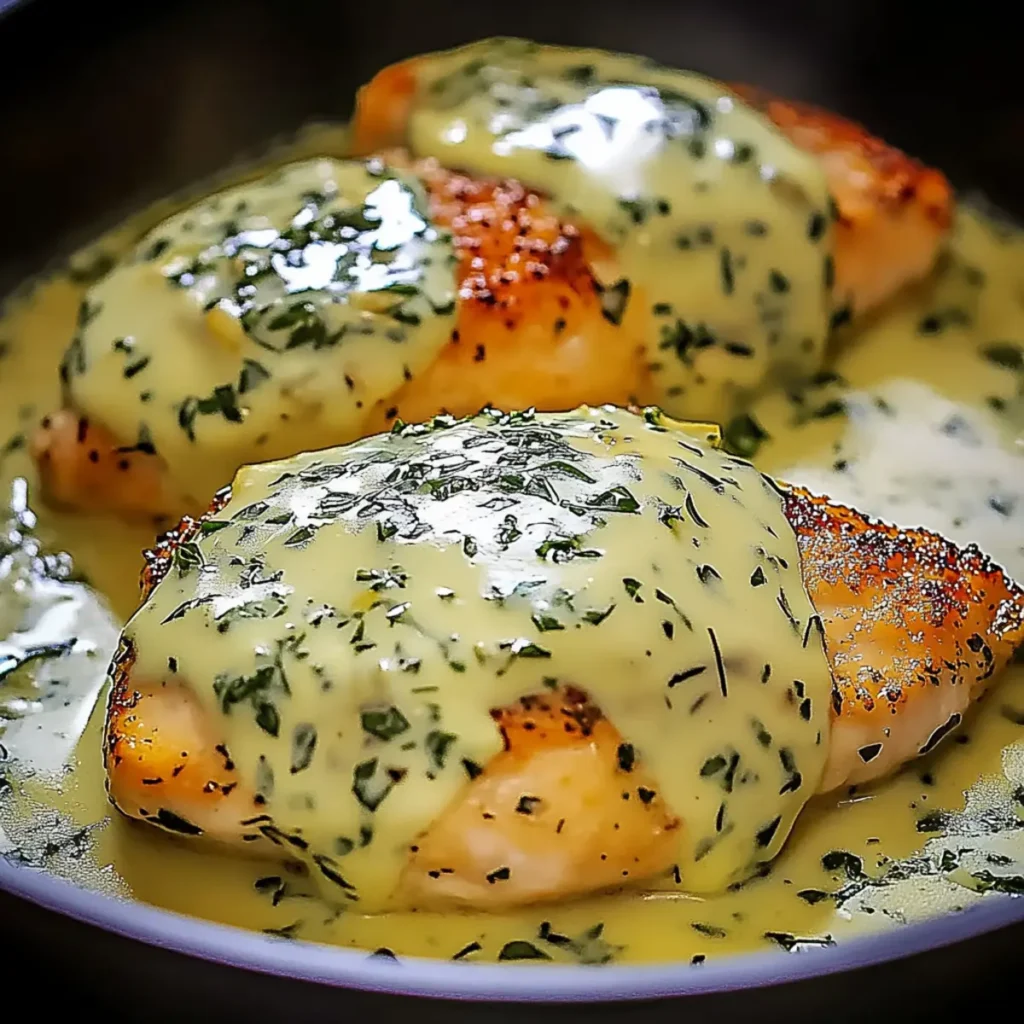 Mozzarella Chicken in Basil Cream Sauce