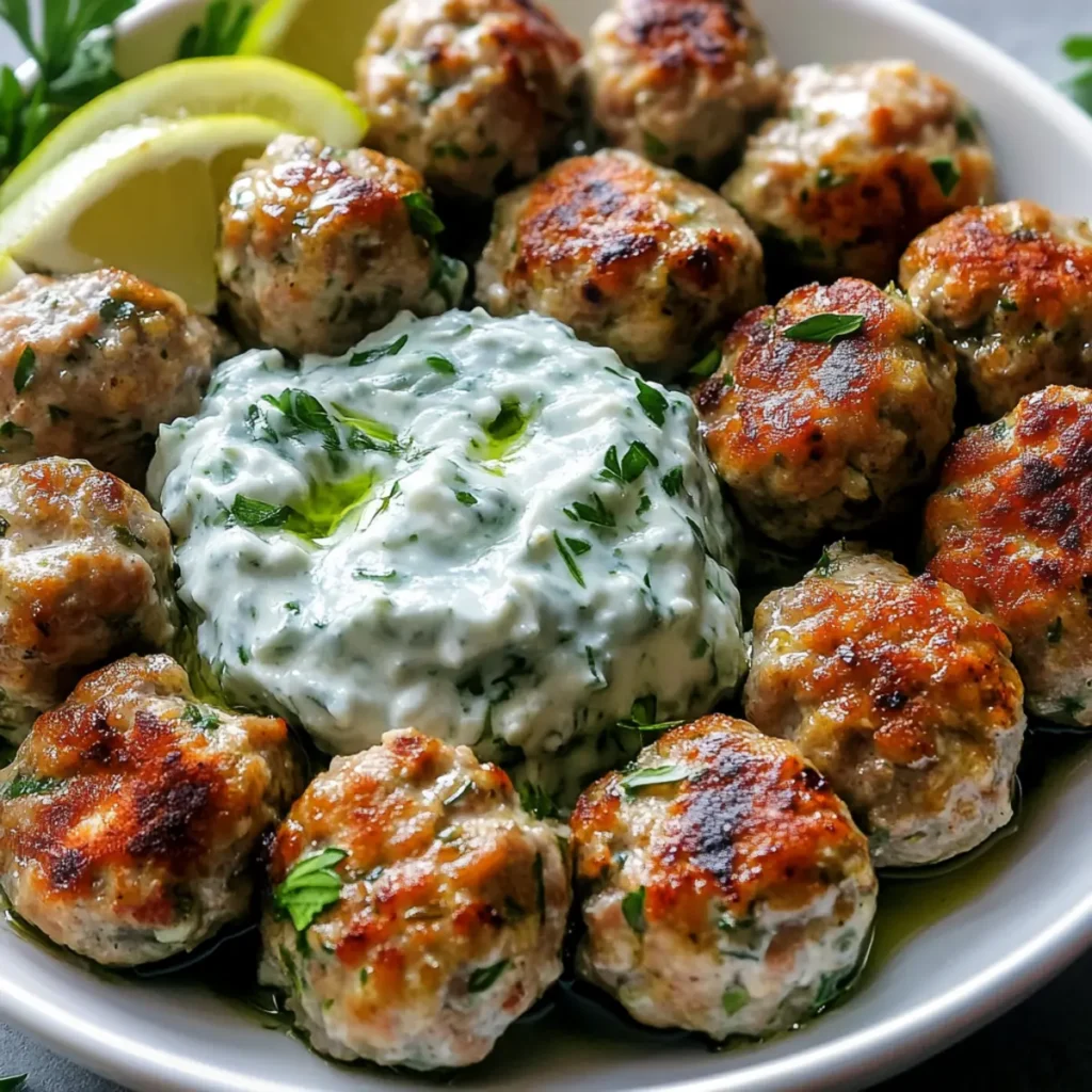 Greek Turkey Meatballs with Tzatziki