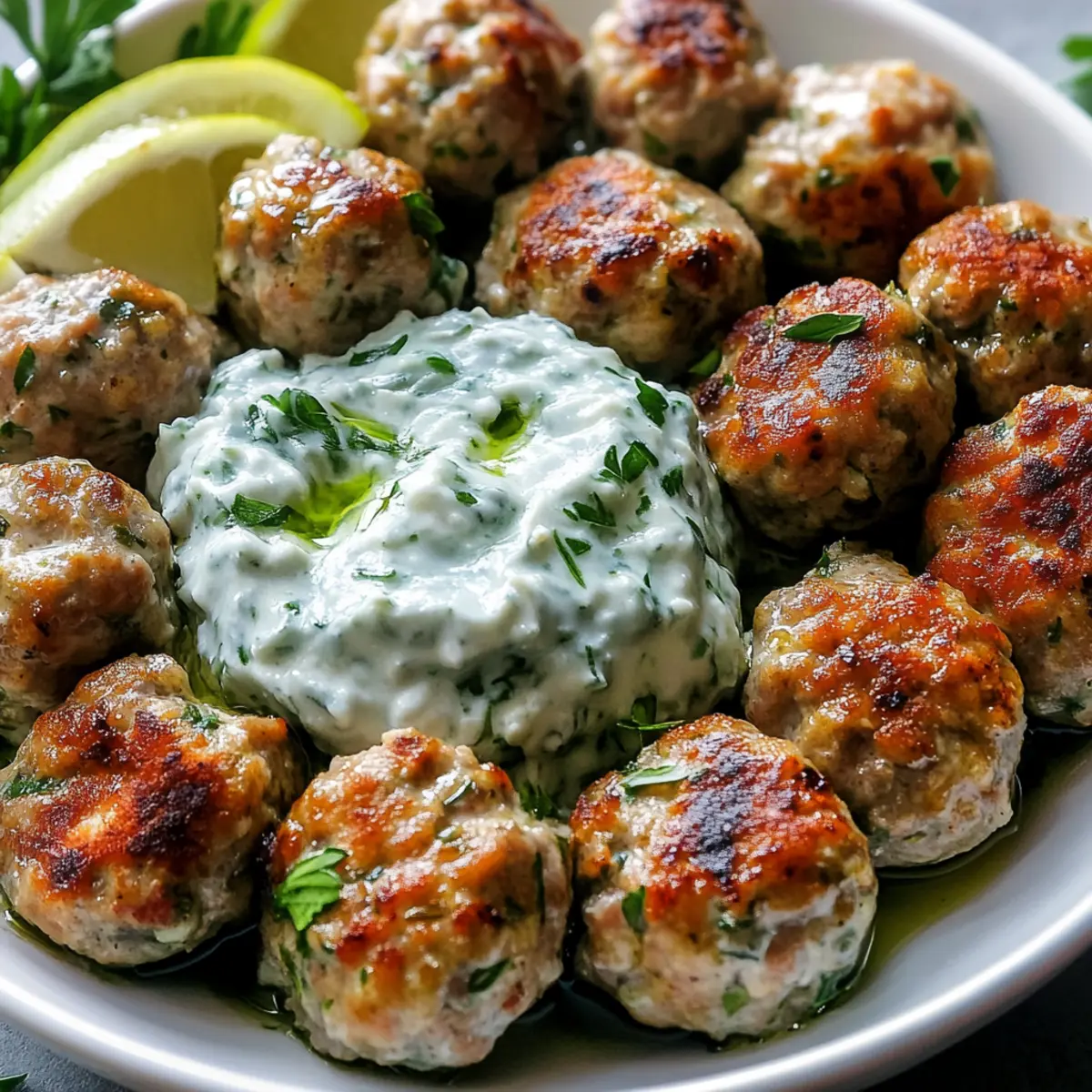 Greek Turkey Meatballs with Tzatziki