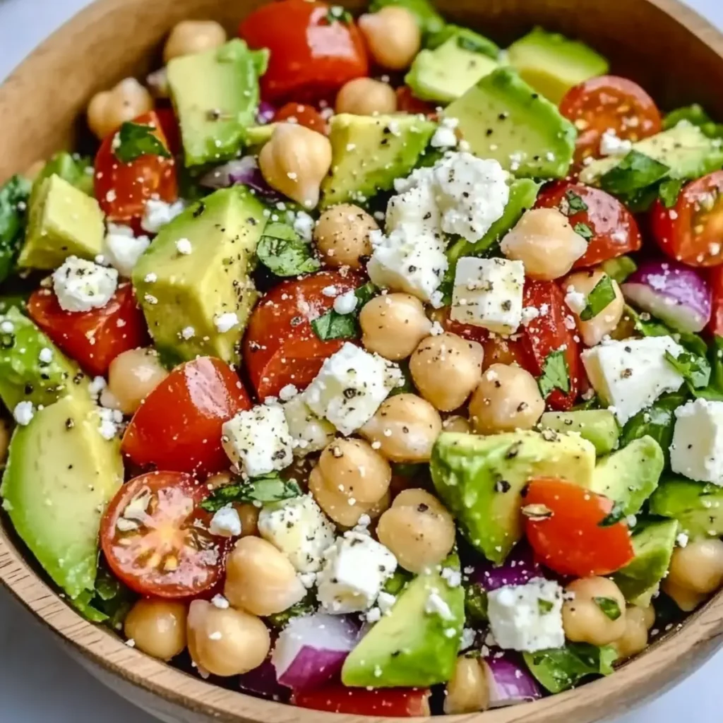 Chickpea Feta and Avocado Salad