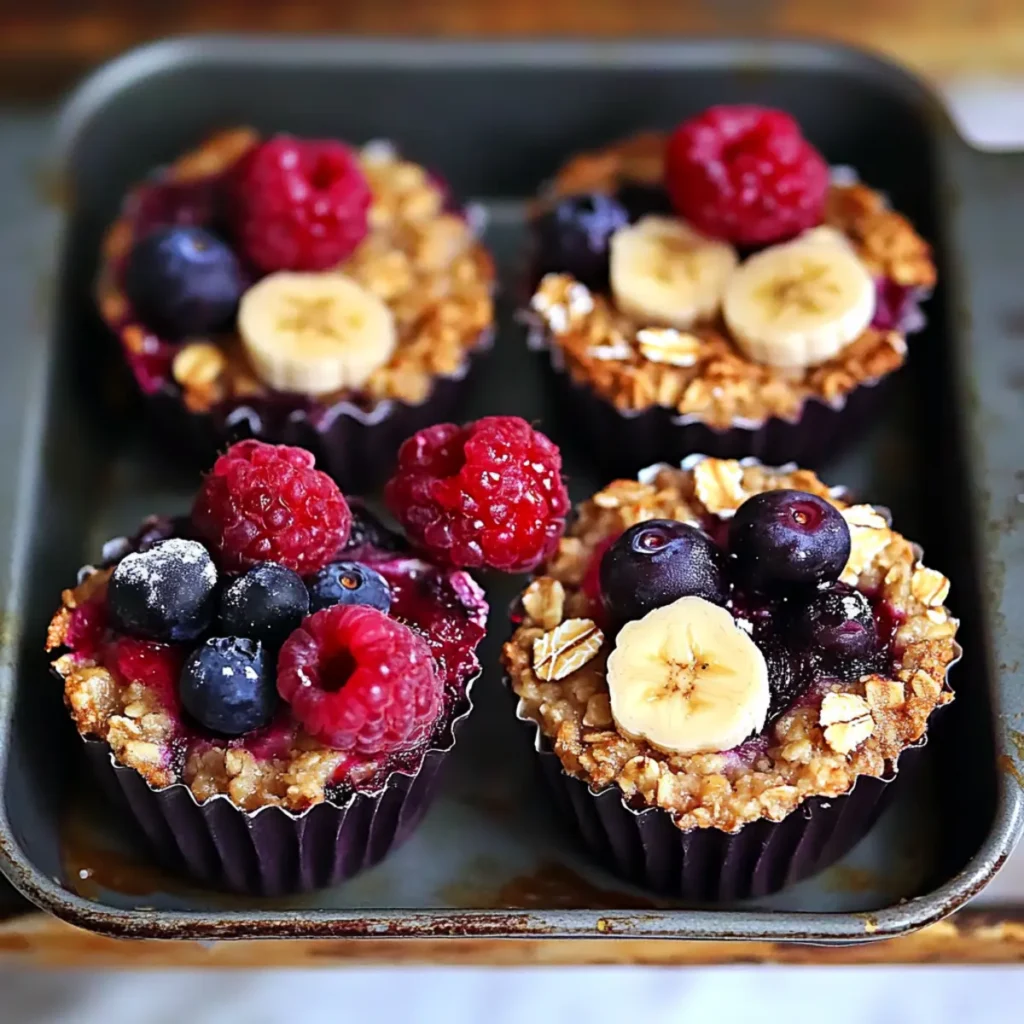 Delicious Baked Oatmeal Cups with Berries and Banana Recipe