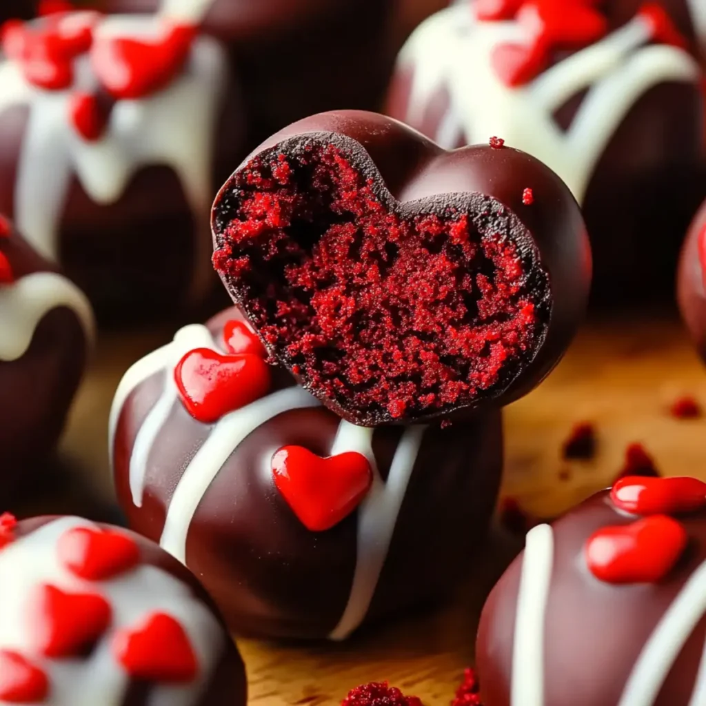 Delicious Valentine's Red Velvet Cake Heart Truffles