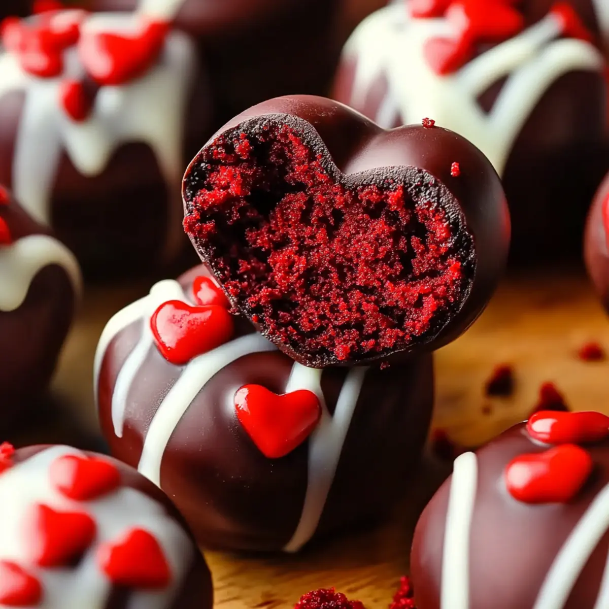 Delicious Valentine's Red Velvet Cake Heart Truffles