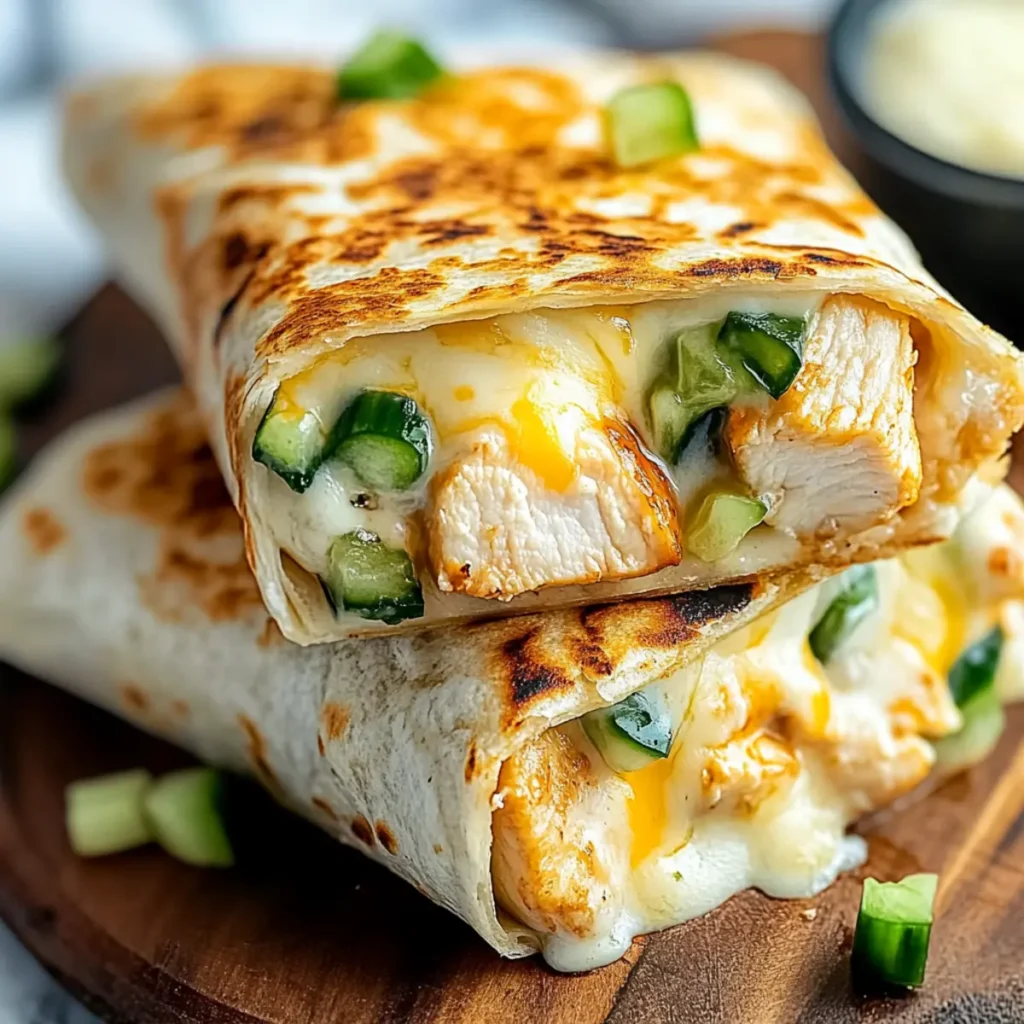Melty Garlic Chicken Wraps with Cheese