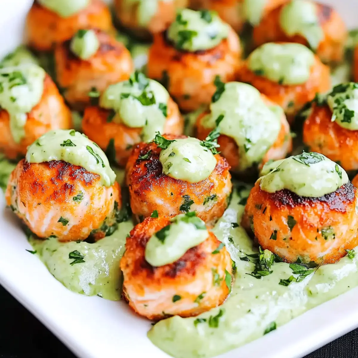 Delicious Baked Salmon Balls with Creamy Avocado Sauce Recipe