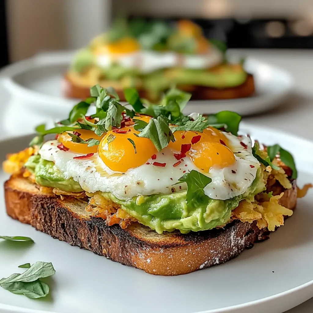 Smashed Avocado Hash Brown Toast