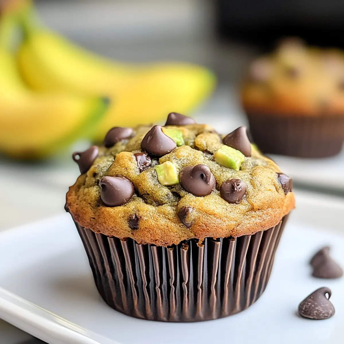 Avocado Banana Chocolate Chip Muffins