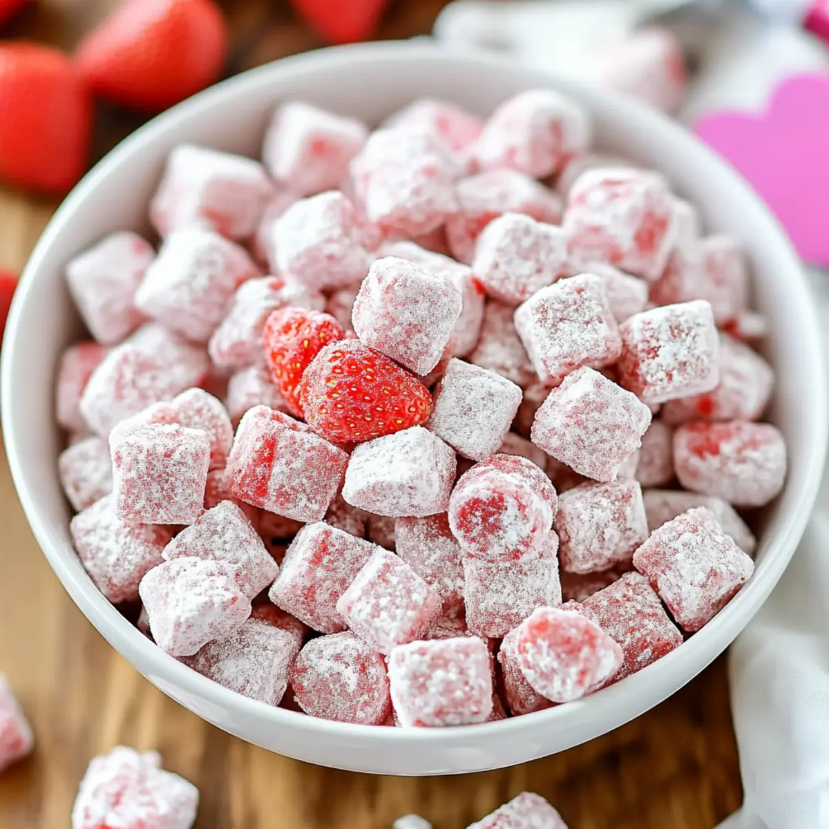 Delicious Valentine’s Strawberry Shortcake Puppy Chow