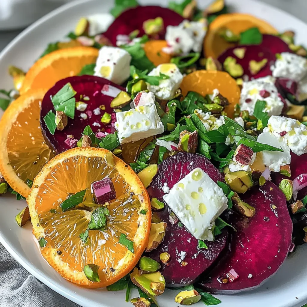 Vibrant Beet and Orange Salad with Creamy Feta and Crunchy Pistachios