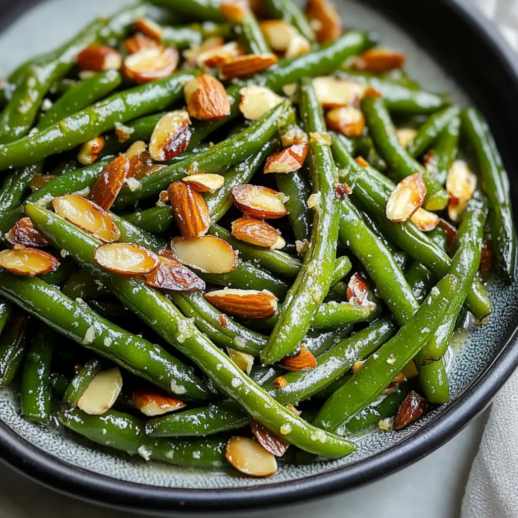 Lemon Garlic Green Beans with Toasted Almonds