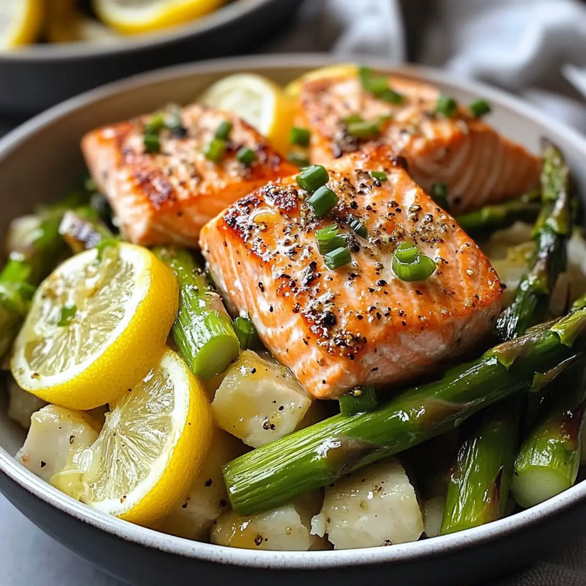 Lemon Pepper Salmon Bowls with Asparagus