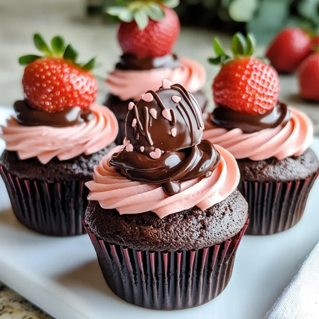 Chocolate Covered Strawberry Cupcakes