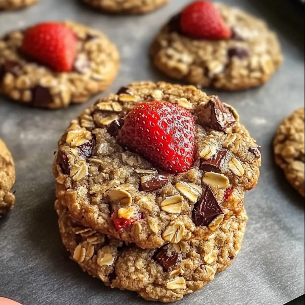 Strawberry Chocolate Chunk Oat Cookies