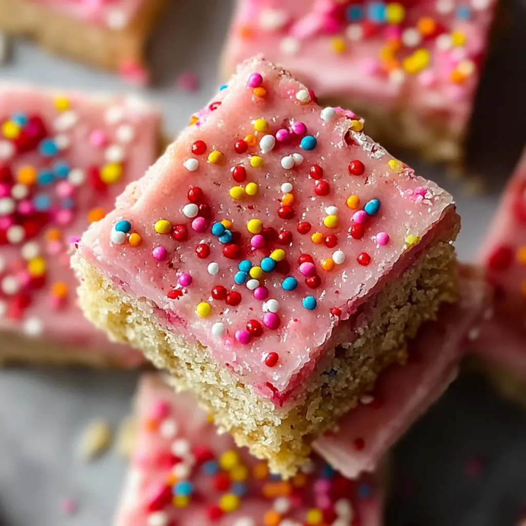Strawberry Sugar Cookie Bars with Sprinkles