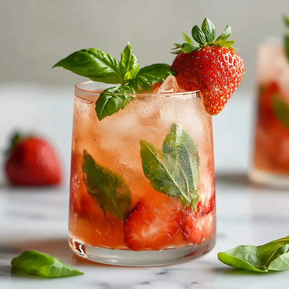 Strawberry Basil Mocktail Spritz